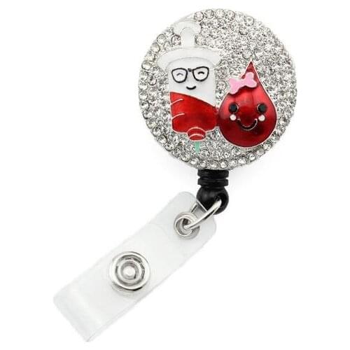 10pcs/lot free shipping crystal drip retractable ID badge holder clip