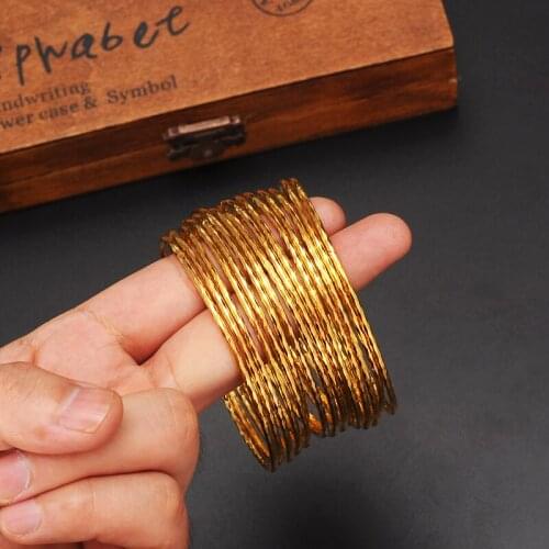 15 PCS dubai gold bangle 2.7 inchesEthiopian bangle braceletAfrican Womenwedding jewelry Gold Dubai big circle bangles bracelet