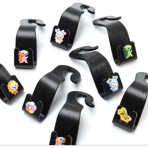 2pcs Car Seat Back Hook Cartoon Small Animal Universal Car Accessories Interior Hanger Holder Storage For Car Purse Cloth Decor