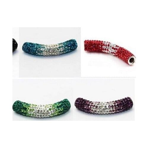 5 pcs/lot 45cm mixed multicolor disco pave diy r8553 bracelet gradient tube beads long bending crystal