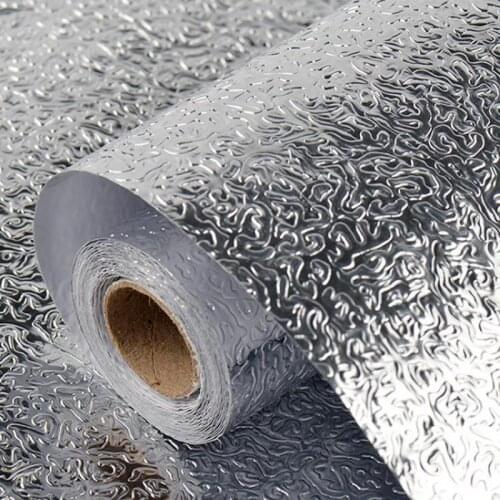 5M Aluminum Adhesive Foil Cabinet Waterproof and Heat-resistant Sticker Kitchen Countertop Adhesive Film Self-adhesive Wallpaper