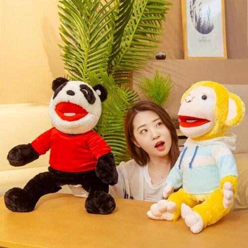 60cm Cute Monkey Dinosaur Orangutan Panda Doll Hand Puppet Plush Toys Baby Educational Cognition Hand Toy Finger Dolls Puppet