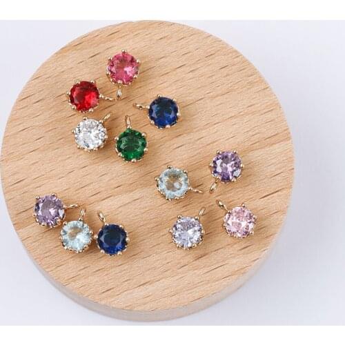 HAOSAW 6Pcs 6*8MM Jewelry Accessories/Round Shape/Pendants/CZ Charms/DIY Making/Hand Made/Earrings Findings & Components