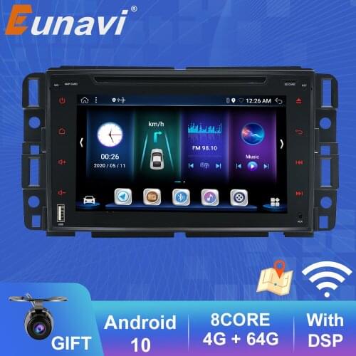 Eunavi 2 Din Android 10 Car Radio GPS For GMC Yukon Acadia Tahoe Chevrolet Chevy Suburban Buick Enclave Suburban Multimedia DVD