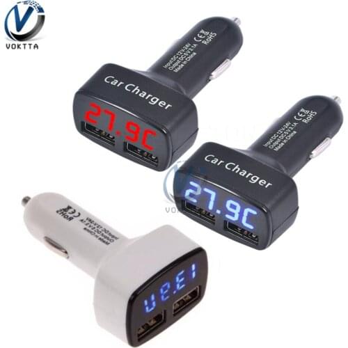 DC 5V 3.1A 4 In 1 Dual USB Car Quick Charger Digital LCD Display Universal Voltage Temperature Current Meter Tester Adapter Tool