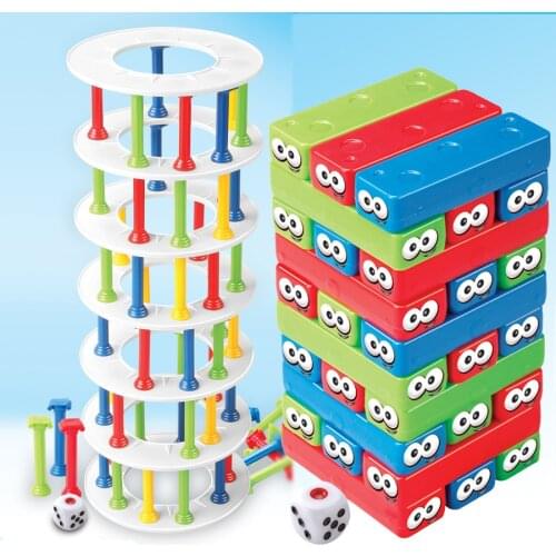 Cartoon Tower Collapse Crazy Column,Building Figure Blocks Domino Funny Extract Jenga Game Educational Toys,2 Styles