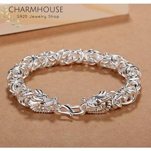 Charmhouse Silver Bracelets For Men Dragon Chain Bracelet Bangles Pulseira Wristband Fashion Jewelry Accessories Bijoux
