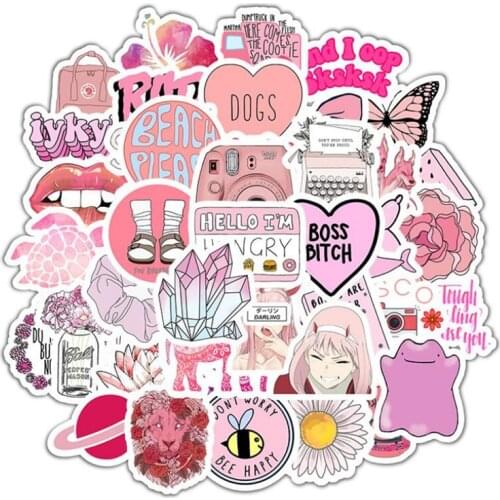 10/30/50PCS cartoon small fresh pink cute pattern mobile phone suitcase water cup decoration graffiti helmet sticker wholesale