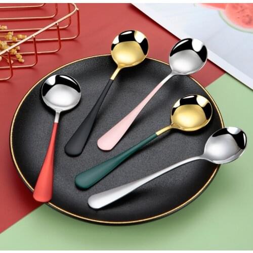 Coffee Spoon Dessert Spoon Cutlery Stainless Steel Ice Cream Spoon Scoop Creative Spoon tea-spoon Soup Spoon Fashion Tableware