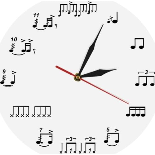 Drum Notes Rudiments Wall Clock Acrylic Time Clock Music Notes Wall Art Home Decor Handmade Gift For Music Lover Musician