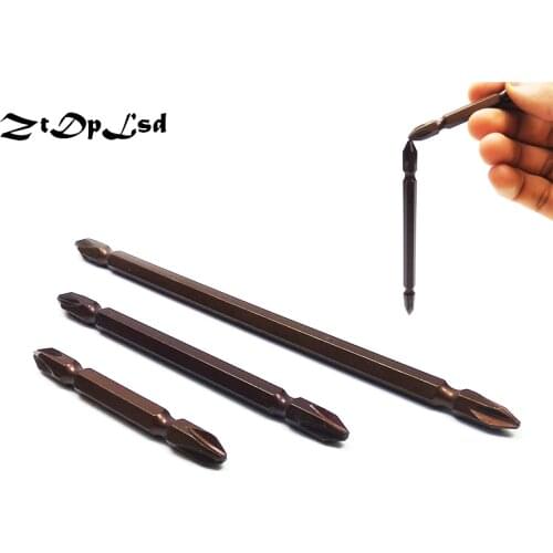 ZtDpLsd 1 Pcs S2 Alloy Steel Double Head Screwdriver 65mm 100mm 150mm Bits Copper Coating Cross Magnetic Bar Hand Tools