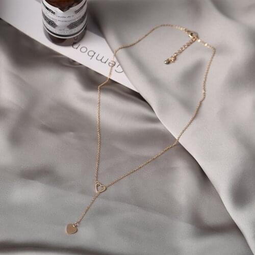 Double Heart Chain Choker Necklace for Women Charm Handmade Party Jewelry Drop Shipping Long Pendant Femake Neck Bijooux Punk