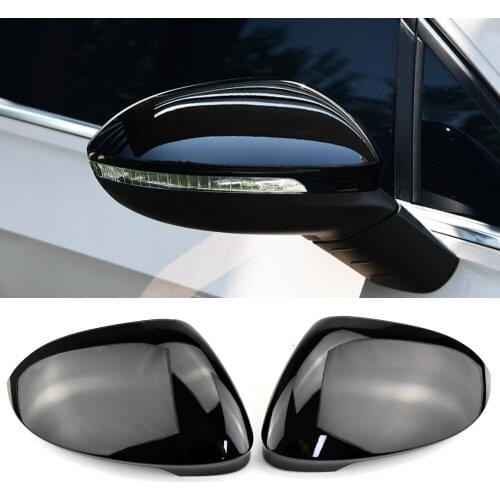 Car Rearview Mirror Cover Cap Carbon Fiber Black For VW GOLF 8 MK8 2020 2021 Support Lane Change Side Assist Blind Spot Assist