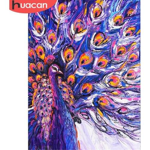 HUACAN 5d Diamond Painting Full Drill Square Peacock Diamond Embroidery Animal Diamond Mosaic Needlework Art Home Decor