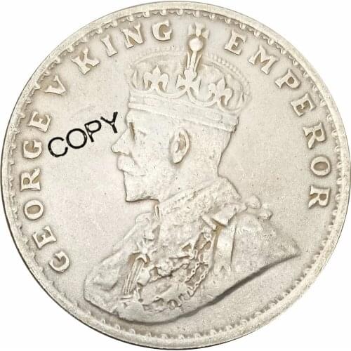 India British 1911 One 1 Rupee George V Brass Plated Silver Copy Coin Commemorative COINS