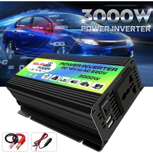 Solar Inverter 3000W Peak Voltage Transformer Converter DC 12V To AC 220V Car Inverter For Solar Inverter Home Appliances