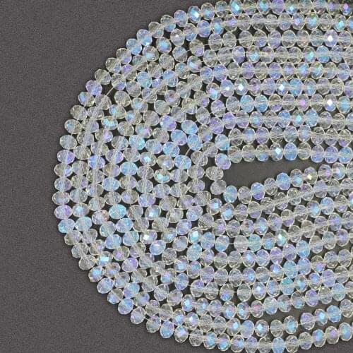 ZHUBI Crystal AB Rondelle2/3/4/6/8/10/12/14mm Faceted Glass Clear Round Beads Crafts Material Jewelry DIY Bracelets Accessories