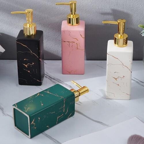 Square Ceramic Lotion Bottle Creative Marble Pattern Push Type Portable Liquid Soap BottleBathroom ToiletriesBathroom Decoration