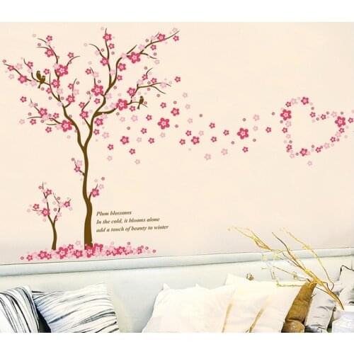 Vivid Blooming Plum Flower Tree Wall Stickers For Shop Office House Decoration Diy 3d Plant Wall Mural Art Home Decals