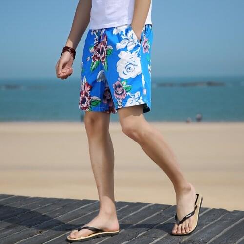 Mens Beach Shorts Summer Shorts Casual Five-point Hot Spring Fashion Flower Swimming Trunks