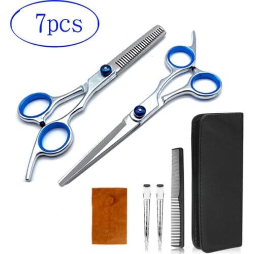 Hair Cutting Scissors Kits, 7 Pcs Stainless Steel Hairdressing Shears Set Professional Thinning Scissors for Barber/Salon/Home