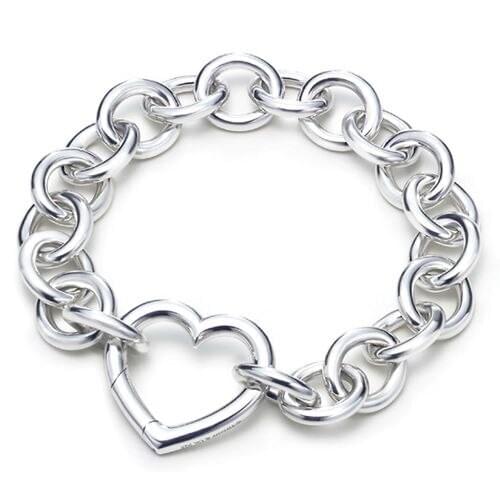 Wholesale Silver Plated Bracelet Gift Women Lady Nice Wholesale Shinning Silver Fashion Jewelry Heart Shape Bracelet