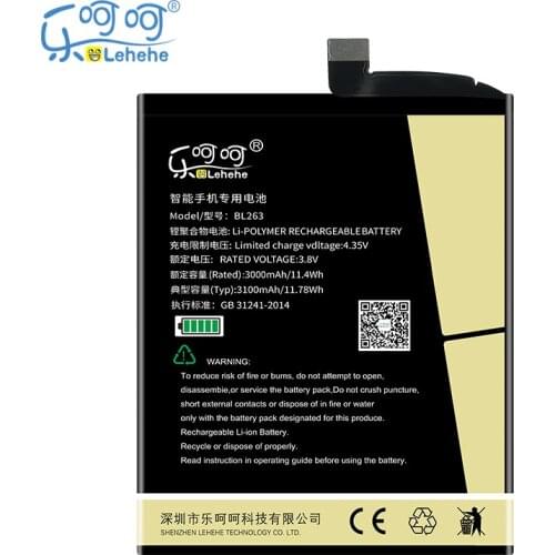 Original LEHEHE BL263 Battery for Lenovo ZUK Z2 Pro 3000mAh High Quality Smart Phone Batteries with Tools Gifts