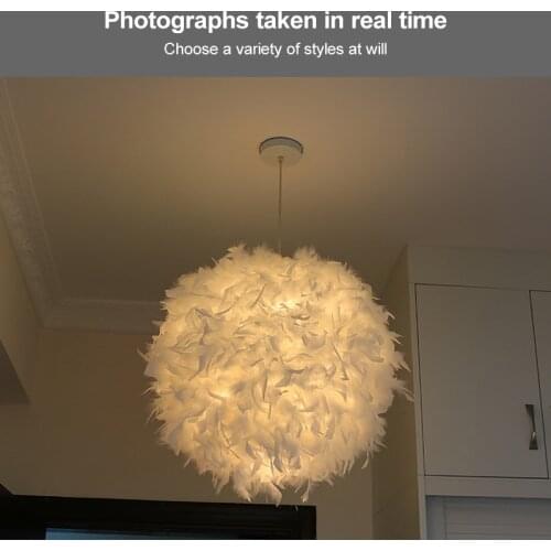 Modern style Rose/Pink/White 110-220V Feather Ball Lamp shade Ceiling Light Shade Bedroom Living Room E27 Soft Safe Deco