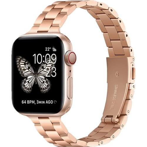 Band for Apple Watch 40mm 44mm Metal Stainless Steel Link Bracelet Slim Strap for iWatch 38mm 42mm Series 6 SE 5 4 3 Women Men