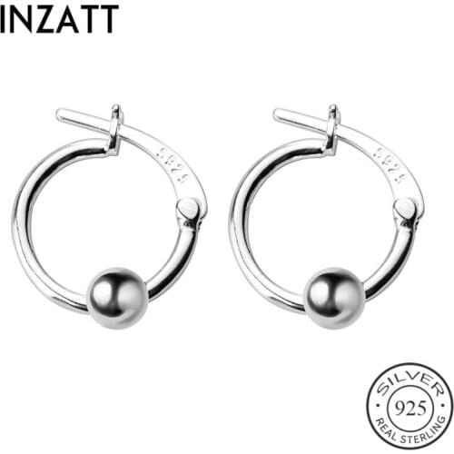 INZATT Real 925 Sterling Silve Minimalist Bead Hoop Earrings For Fashion Women Party Trendy Fine Jewelry 2019 Accessories
