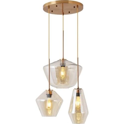 Modern Led Metal Pendant Lights Wrought Iron Glass Round Ball Brass Rod Hanging Lamp For Living Roomcafekitchen Nordic Lighting