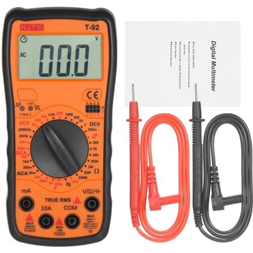 NJTY True RMS Multimeter Universa Meter AC/DC Current AC/DC Voltage Resistance Capacitance Frequency hFE Diodes Buzzer Live Wire