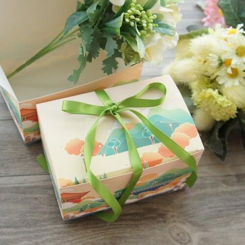 Morning Ancient Palace In Forest Design 10pcs 15*10*9 Cm Paper Box Candy Cookie Jar Candle Party DIY Gift Packaging