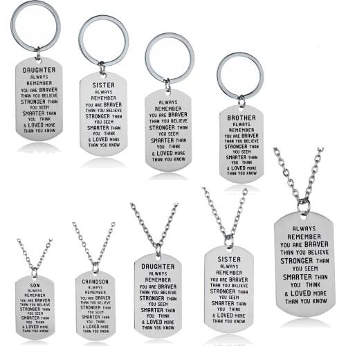 You Are Braver Than You Believe Necklaces Son Daughter Brother Sister Grandson Granddaughter Family Friends Inspirational Gifts