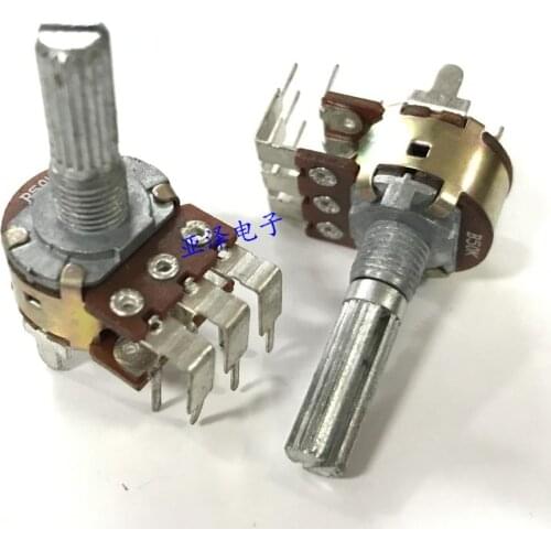 High-quality 16-type potentiometer with double B50K bent foot axis length 25MM power discharge potentiometer with fixed foot 6 f