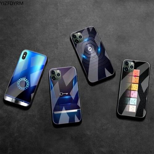 YJZFDYRM Black Technology Luxury Black Cell Phone Case Tempered Glass For iPhone 11 Pro XR XS MAX 8 X 7 6S 6 Plus SE 2020 case