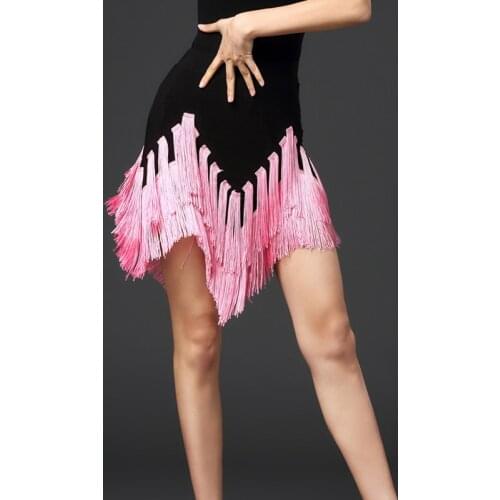 2020 Latin Dance Skirts Adult Irregular Fringed Skirt Pink/Red/Blue Tassels Performance Dancewear Samba Salsa Clothing DNV13864