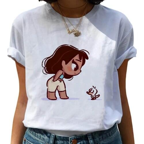 Disney Tshirt Woman Elegant Tinker Bell Princesses T-Shirt with Cups Belle Tee Shirt Punk Hipster Short Sleeve Ropa Tumblr Mujer