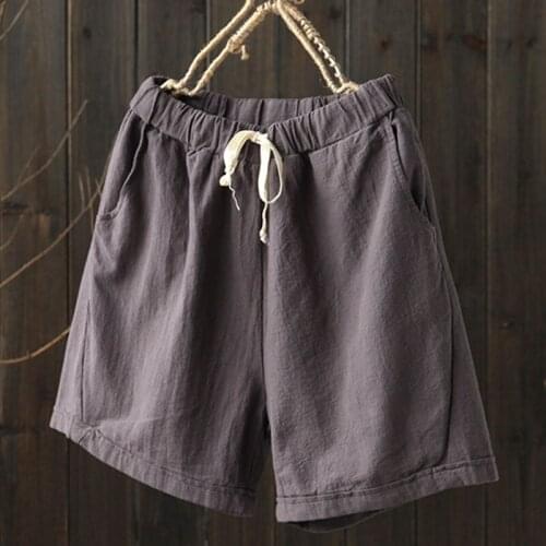 Plus Size Shorts 2021 Fashion Ladies Solid Color Shorts High Elastic Waist Drawstring Short Casual Pocket Loose Wide Leg Short