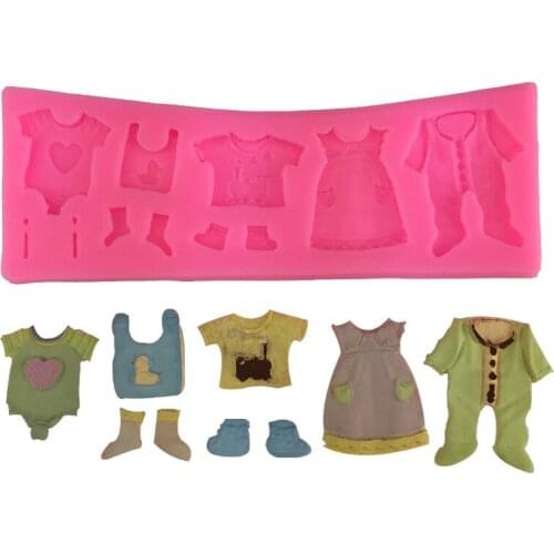 1PC Hot Selling Baby Cake Mold Fondant Birthday Gift Pastry DIY Chocolate Cake Tool Baking Fudge Baby Clothes Shoes Baking tools