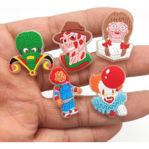 10Pcs Luminous Shoe Accessories Halloween Devil Freak Cartoon Bracelet Croc Jibz Charm Pendant Festival Party Gift