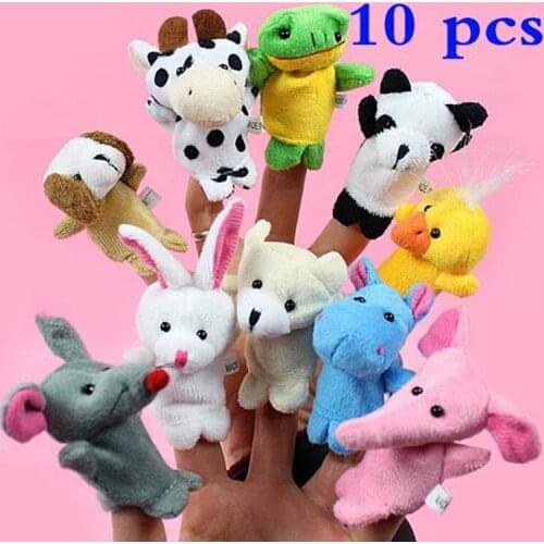 10 pieces / bag soft cute finger cartoon animal plush toys finger puppets stuffed toys small small baby dolls gift