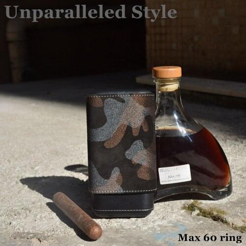 100% Original Design Snow Camo Suede Leather Cigar Case For 3Plus Fingers Cigar Tube max to 60 ring