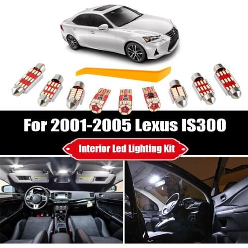16pcs For 2001-2003 2004 2005 Lexus IS300 White Canbus LED Bulbs Interior Map Trunk Door Light Kit License Plate Lamp Accessorie