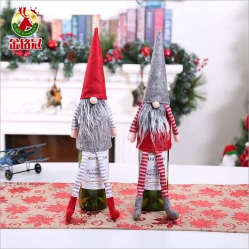 2pc/lot Christmas Style Wine Bottle Cover Christmas Tree Hanger Dinner Room Decor Christmas Party Decor Wine Bottle cloth