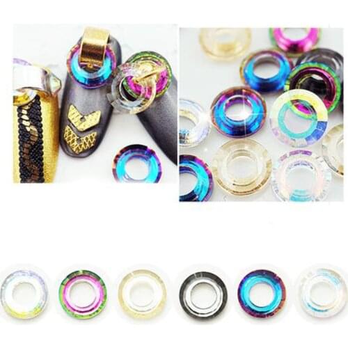 20p 10mm Round Hollow Flatback glass stone Crystal Nail art rhinestone Nail Decorations bride diamond ornament manicure findings