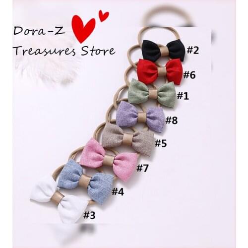 8pcs/lot Cotton Hair Bows Nylon Headband For Children Handmade Elastic Hair bands Set For Girls Baby Girl Hair Accessories