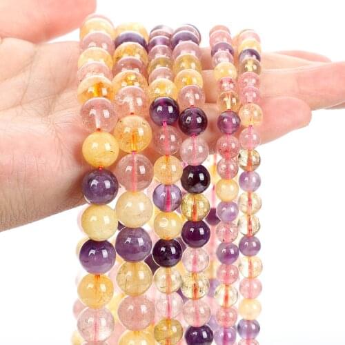 Natural Stone Beads Super Seven Stone Round Loose Beads for Jewelry Making Needlework Bracelet DIY 4-12 MM
