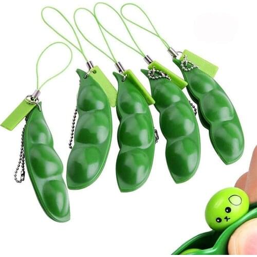 1pc Infinite Squeeze Edamame Bean Pea Expression Chain Key Pendant Ornament Stress Relieve Decompression Toys antistress
