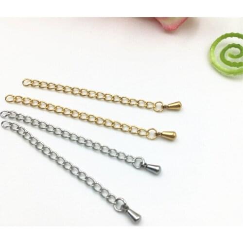50pcs 5cm 316L Stainless Steel Extension End Chain Bracelet Extension Tail Chain Necklace Extender Chains for DIY Jewelry Making